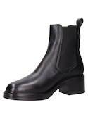Botín negro de cuero para mujer, estilo casual, ideal para actividades diarias.