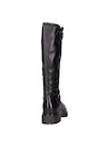 Bota negra de cuero para mujer, diseño vanguardista, perfecta para un look protagónico.