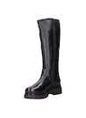 Bota negra de cuero para mujer, altura de taco bloque de 4.5 cm, cómoda para el uso diario.
