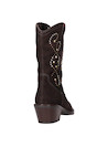 Bota de cuero marrón para mujer, diseño con punta afilada, perfecta para eventos informales.