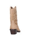 Bota taupe de cuero para mujer, diseño con taco de bloque de 6 cm, perfecta para salir.