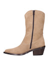 Bota de cuero taupe para mujer, estilo vaquero, combina bien con jeans ajustados.