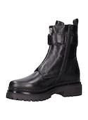 Botín negro de cuero para mujer, detalles metálicos, ideal para un look edgy y moderno.