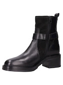 Botín negro de cuero para mujer, estilo casual, ideal para salidas urbanas.