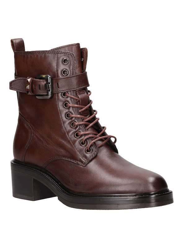 Botín urbano de cuero para mujer en tono brown, diseño cómodo y moderno para el día a día.