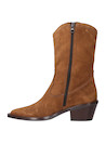 Calzado vaquero camel de mujer, con taco bloque, ideal para looks sofisticados.
