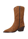 Botas de cuero camel para mujer, estilo vaquero, ideales para ocasiones casuales.