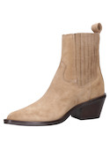 Botín taupe de cuero para mujer, estilo vaquero, ideal para looks urbanos.