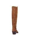 Bota de cuero camel con tacón de bloque de 6 cm, ideal para eventos formales.