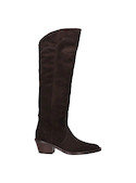 Botas vaqueras marrones, tacón bloque de 6 cm, perfectas para un impacto visual.