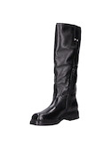Botas de caña alta negras, diseño moderno, perfectas para combinar con vestidos midi.