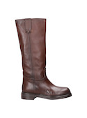 Bota de cuero marrón para mujer, taco bloque de 3 cm, recomendada para un estilo desenfadado.