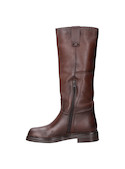Bota alta urbana de cuero marrón para mujer, punta cuadrada, ideal para marcar tendencia.