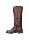 Bota alta urbana de cuero marrón para mujer, punta cuadrada, ideal para marcar tendencia.