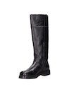 Bota de cuero negro para mujer con diseño urbano y punta cuadrada, ideal para un look audaz.