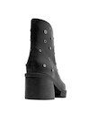 Botín de cuero negro femenino ideal para looks modernos y elegantes.
