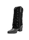 Botín negro de cuero con suela de taco bloque de 7 cm, ideal para un look audaz.