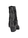 Botín negro de cuero para mujer, estilo vaquero, perfecto para combinar con jeans ajustados.