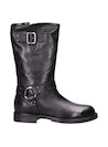 Biker boots para mujer, punta redonda que asegura un ajuste perfecto en cuero negro.