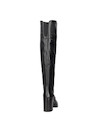 Bota negra de cuero suave para mujer, ideal para looks atrevidos y cómodos en cualquier ocasión.