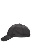 Accesorio negro de satín poliéster para mujer, con visera semi curva, ideal para un estilo desenfadado.