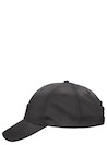 Accesorio negro de satín poliéster para mujer, con visera semi curva, ideal para un estilo desenfadado.
