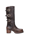 Bota urbana de cuero con taco bloque de 5 cm, ideal para un look auténtico.