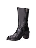 Botas de cuero negro para mujer, estilo urbano, con diseño contemporáneo y taco bloque de 6.5 cm.