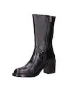 Botas de cuero negro para mujer, estilo urbano, con diseño contemporáneo y taco bloque de 6.5 cm.