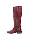 Diseño vanguardista en bota de cuero burdeos, ideal para un look glam rockero.