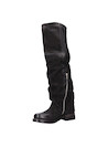 Bota urbana de cuero negro para mujer con taco bloque de 3.5 cm y punta redonda.