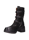 Botín urbano negro de cuero para mujer con taco bloque de 6.5 cm y diseño moderno.