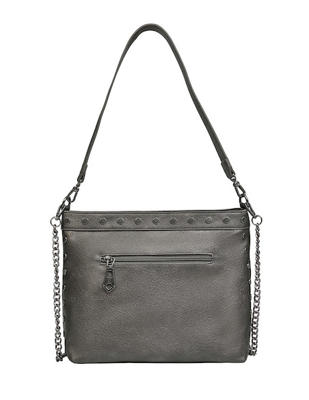 Tote bag de mujer en acero, con diseño práctico y elegante, ideal para llevar objetos personales.