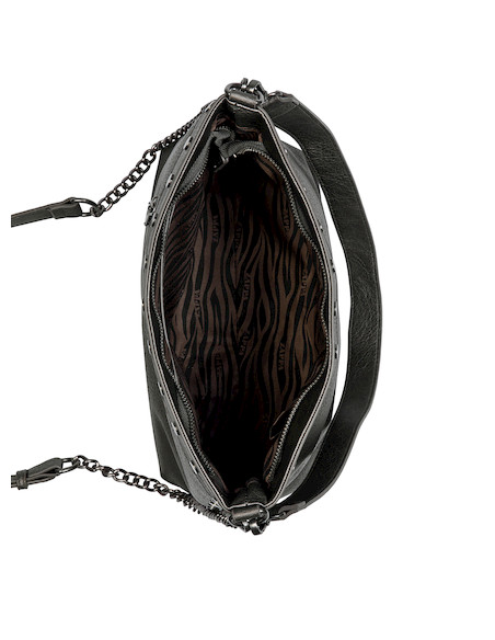Tote bag mujer color acero con textura PU, diseño audaz y correa extraíble, ideal para uso casual.