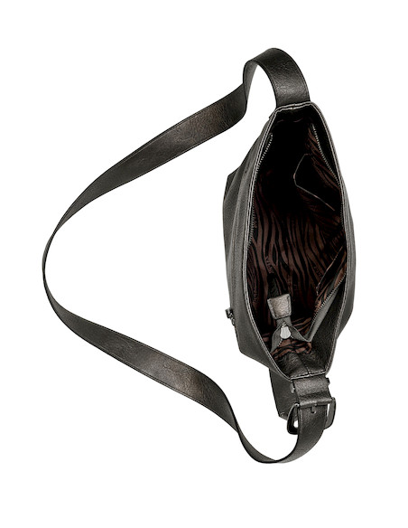 Bandolera casual de mujer en color acero con diseño vanguardista y correa ajustable.