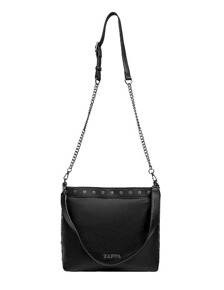 Tote bag negra de mujer con estilo vanguardista, combina elegancia y versatilidad en su diseño.