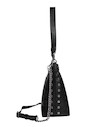 Tote bag negra de mujer con correa ajustable y cadena metálica, ideal para uso diario.
