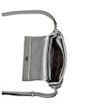 Bandolera de mujer en color plata con acabado metálico, ideal para ocasiones de fiesta y estilo moderno.