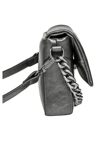 2Correa ajustable y extraíble de la Bandolera Zappa en color plata, perfecta para un look urbano.