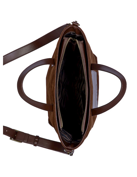 Bandolera morada Zappa de PU con diseño audaz en tonos marrón y negro, ideal para estilo casual femenino.