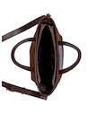 Bandolera morada Zappa de PU con diseño audaz en tonos marrón y negro, ideal para estilo casual femenino.