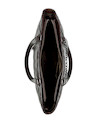 Tote bag morado de mujer con diseño moderno y acabado brillante, ideal para el trabajo.
