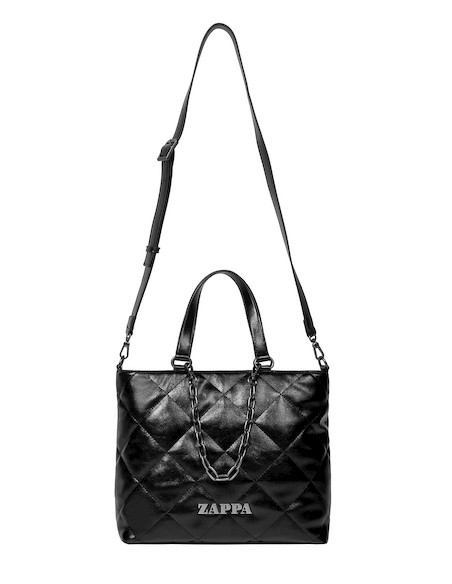 Tote bag negra de estilo casual, perfecta para el uso diario.