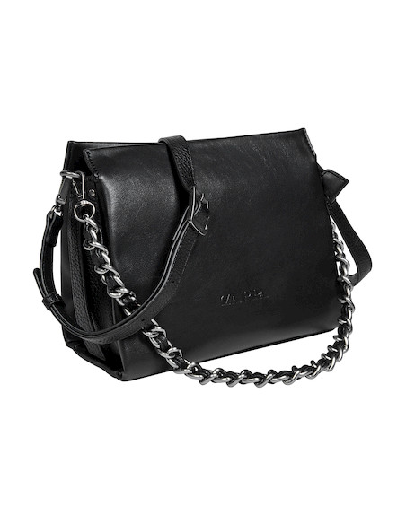 Detalles de la bandolera Zappa Glam, resaltando los tres bolsillos y el material PU.