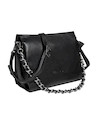 Detalles de la bandolera Zappa Glam, resaltando los tres bolsillos y el material PU.