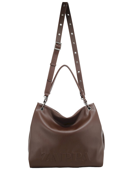 Tote bag funcional de mujer en color café, ideal para llevar tus pertenencias organizadas y seguras.