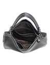 Tote bag negra con acabado suave y brillante, perfecta para actividades laborales.