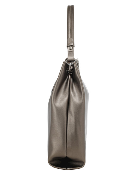 Correa ajustable y extraíble de tote bag en color acero para uso diario.