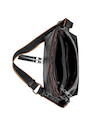 Bandolera negra de mujer en PU con textura, ideal para un estilo casual y uso diario.