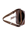 Bandolera café de mujer con diseño casual y textura PU, ideal para el trabajo o la universidad.